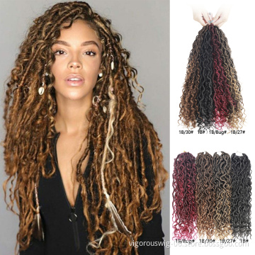 Synthetic New Supplier Fiber High Quality Hand Made Wavy Faux Locs Extension Crochet Twist Pre Stretched Braiding Hair Extension